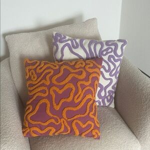 Pair of Abstract Punch-needle Throw Pillowcases